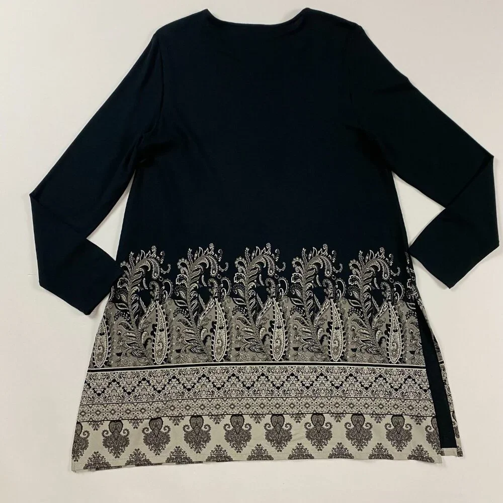 NWOT J. Jill Wearever Collection Long Sleeve Paisley Border Tunic Top Blouse M - Picture 8 of 16